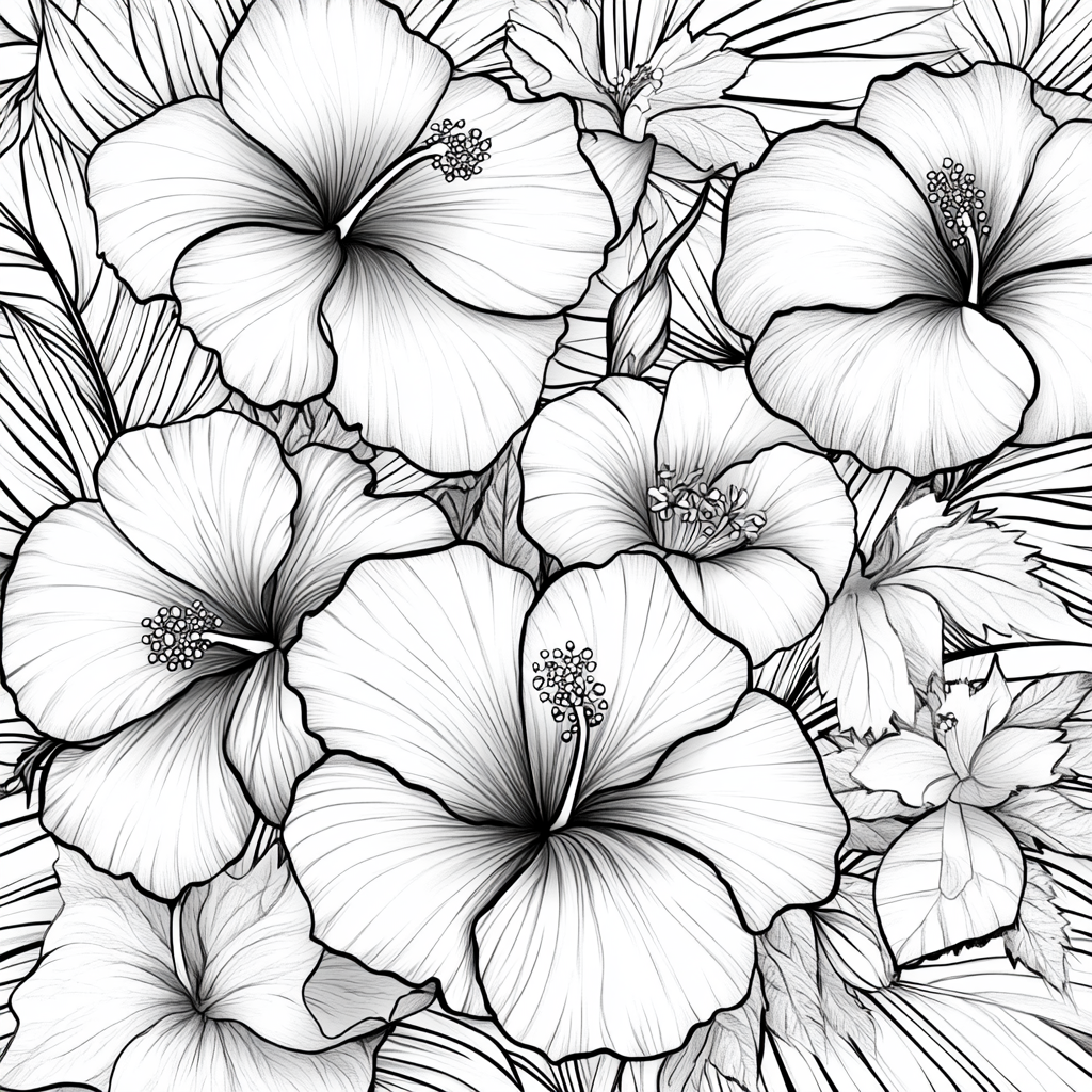 Beautiful botanical line art for coloring book.