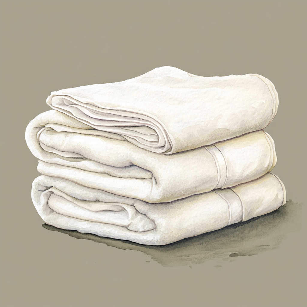 Beautiful detailed watercolor of folded white laundry