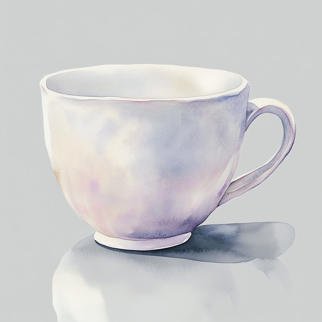 Beautiful detailed watercolor of white period cup