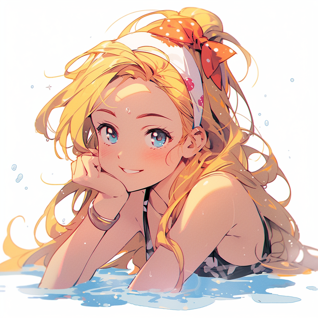 Beautiful swimmer girl with yellow hair illustration