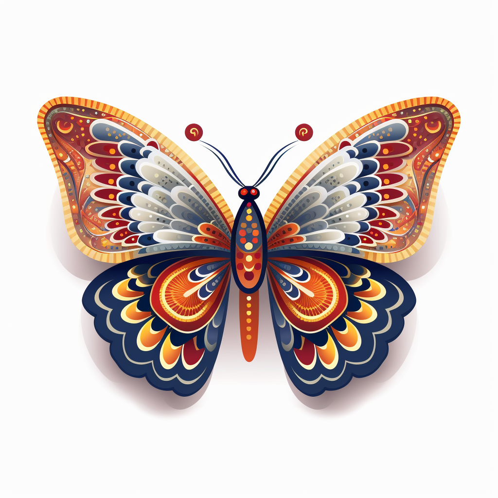 Beautiful symmetrical butterfly with flower wing