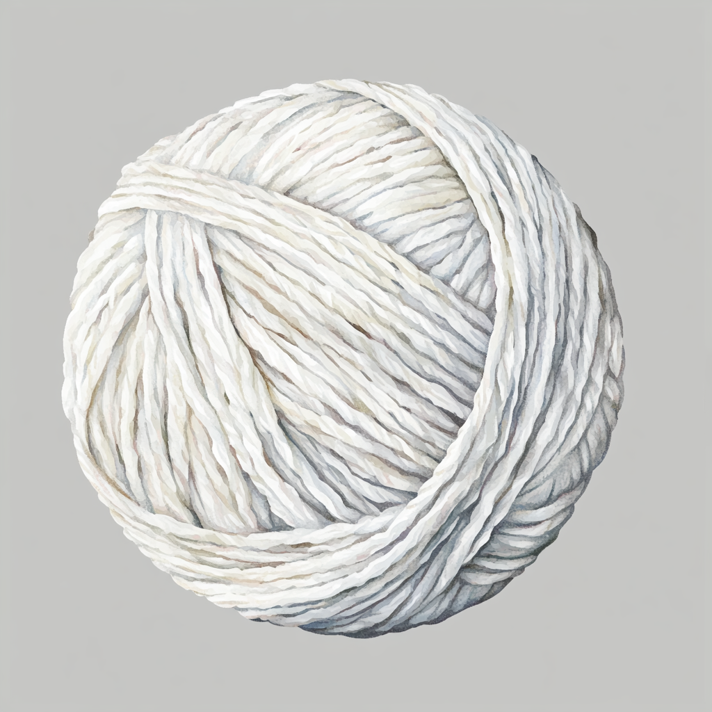 Beautiful watercolor clipart of white yarn ball.