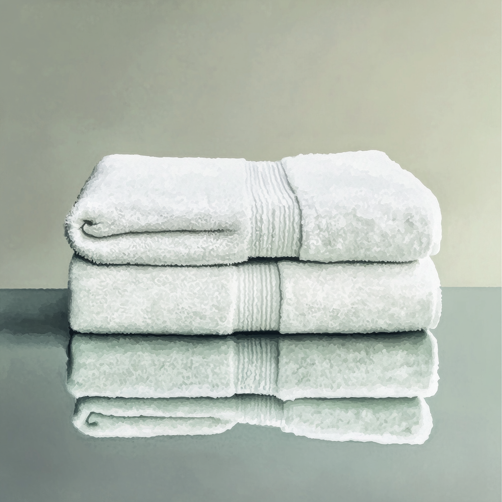 Beautiful watercolor illustration of folded white towels