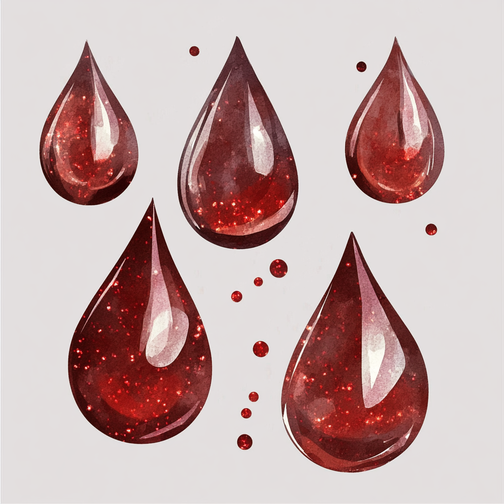 Beautiful watercolor illustration of red glitter drops on gray