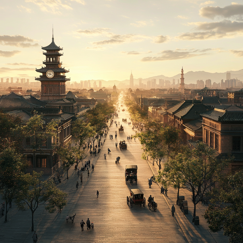 Beijing 1900s Cityscape Background 3D Render