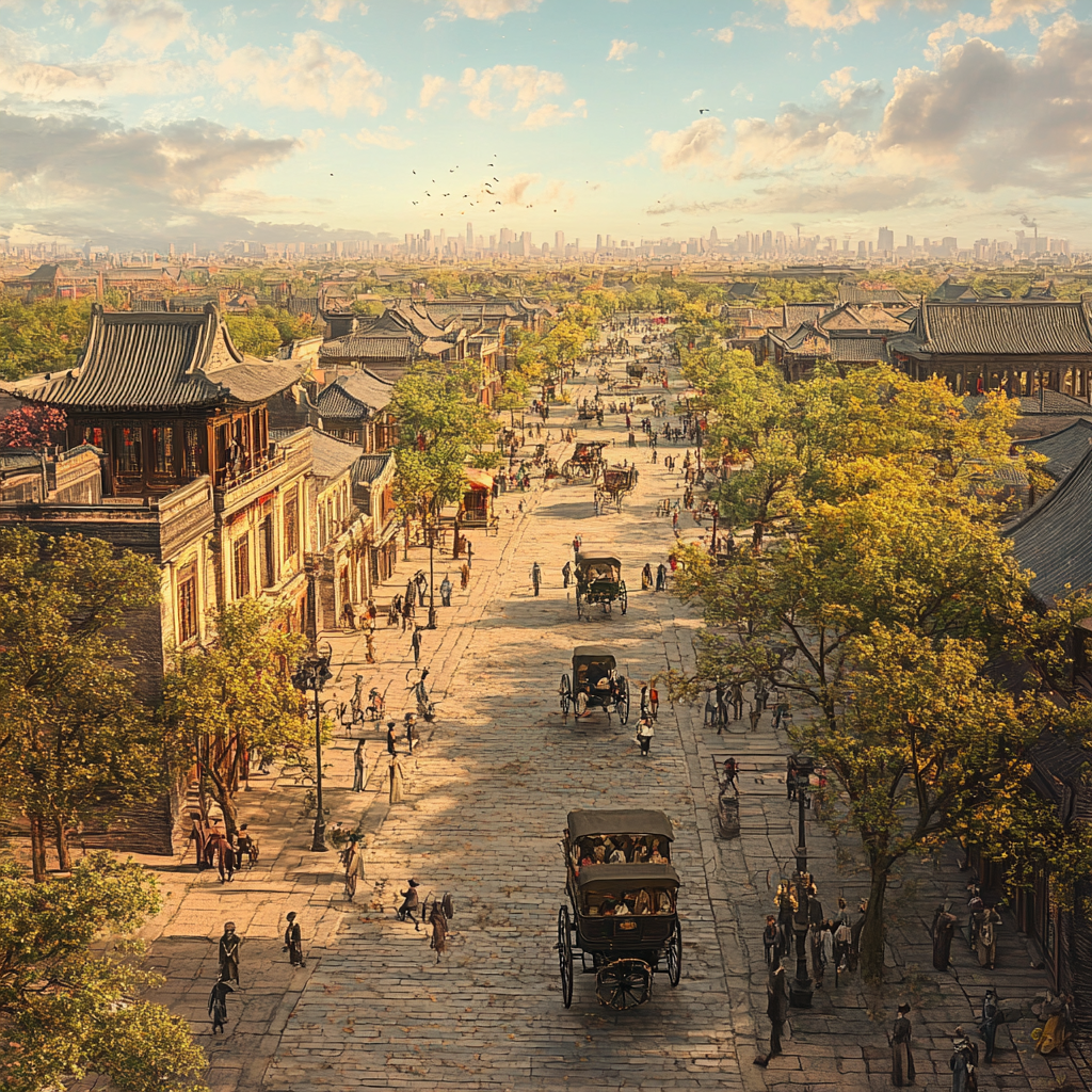 Beijing 1900s Photographic Background 3D Render 