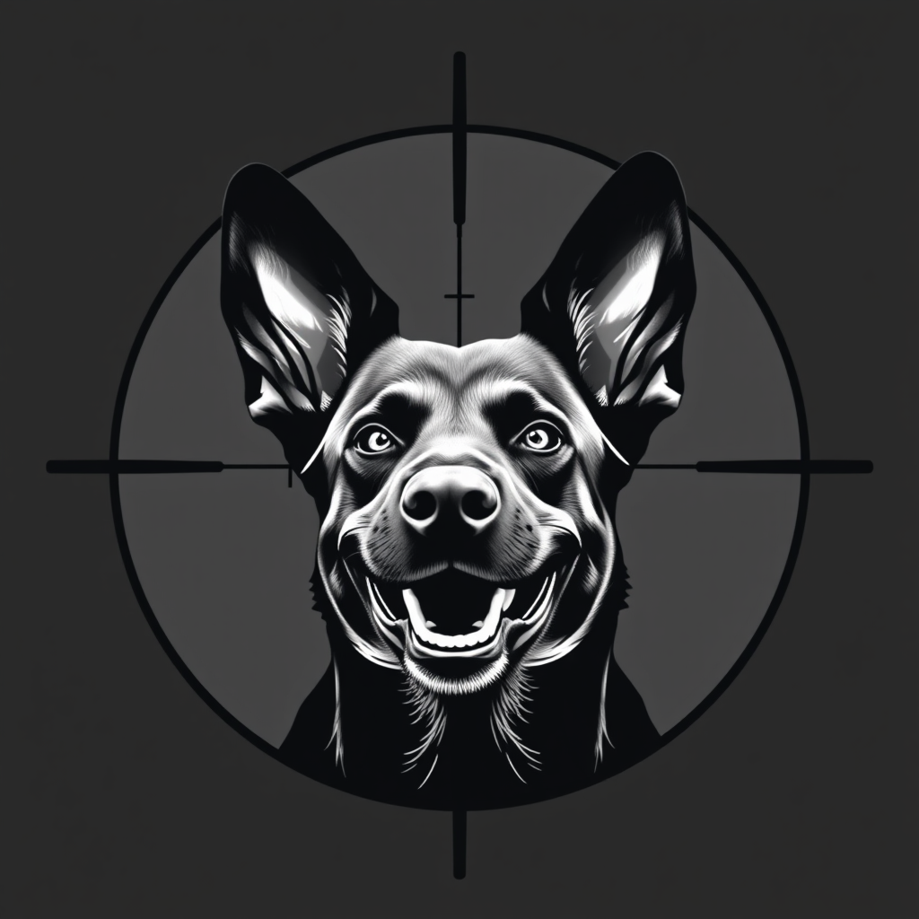 Belgian Malinois Smirking in Bullseye Logo