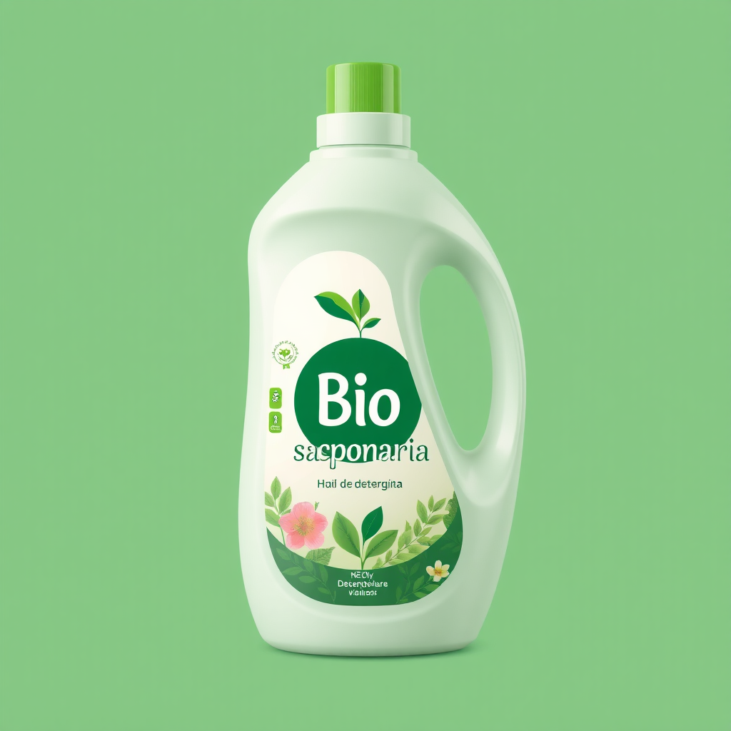 Bio Saponaria: A colorful detergent label design.