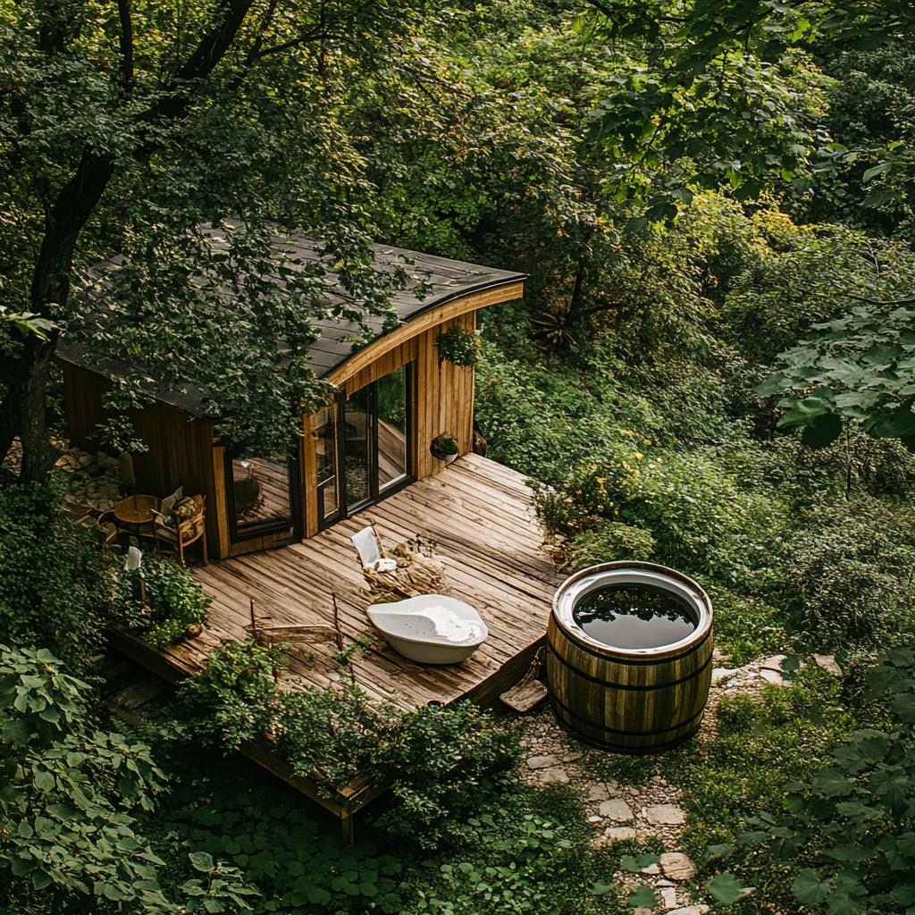 Bird's Eye View: Romanian Cottage with Jacuzzi 