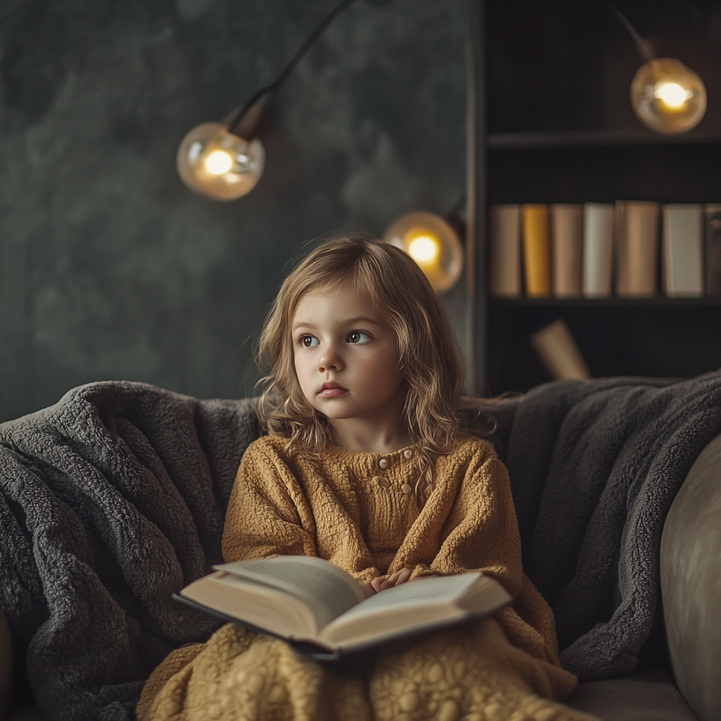 Black Leather Couch in Kids' New Year Photo Studio