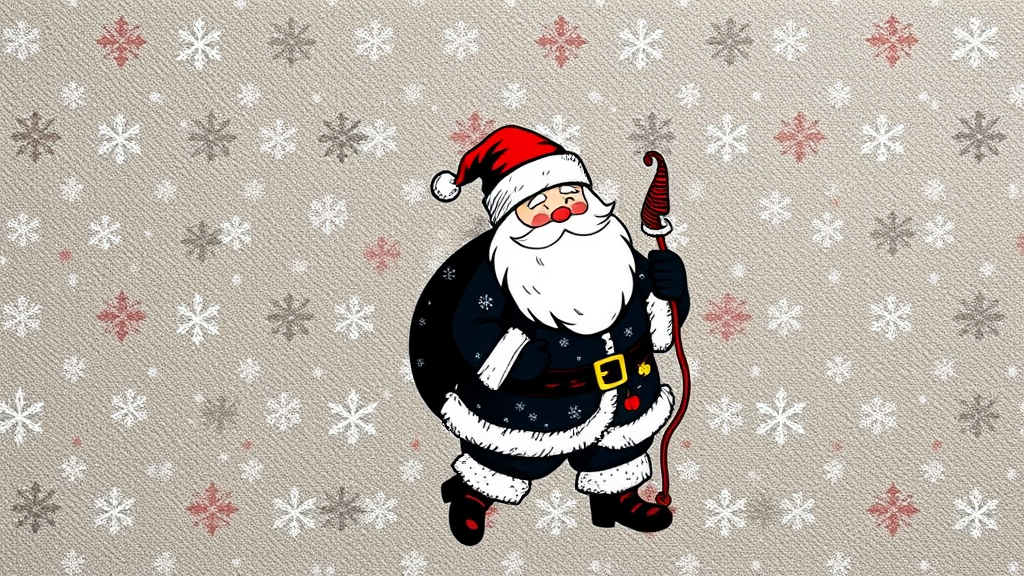 Black Santa Christmas Wrapping Paper Design