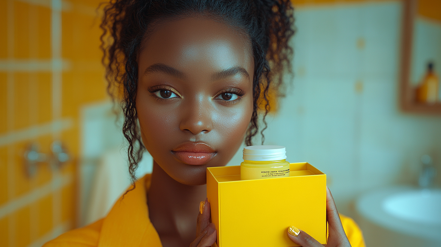 Black Woman in High-Fashion Bathroom Photoshoot