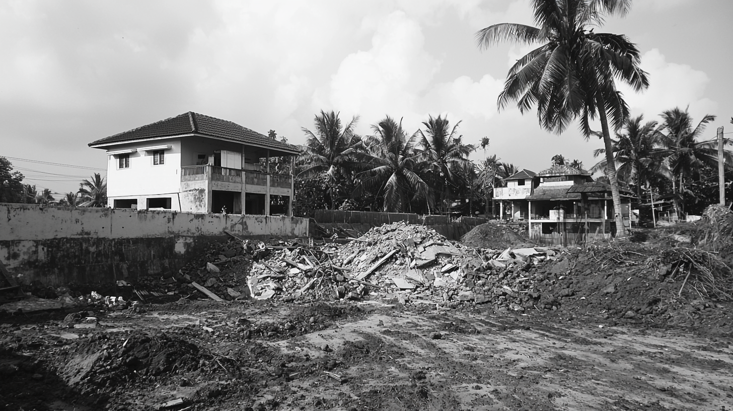 Black and White Construction Site Photo, Outskirts of Calicut 