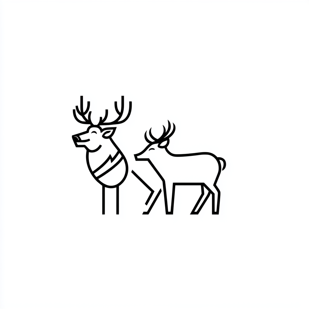 Black and white logo with boar and deer