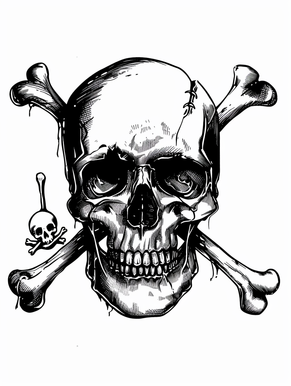 Black and white pop art pirate skull illustration