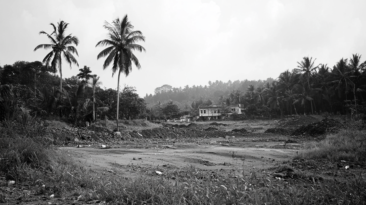 Black and white rural land construction site, Kozhikode village