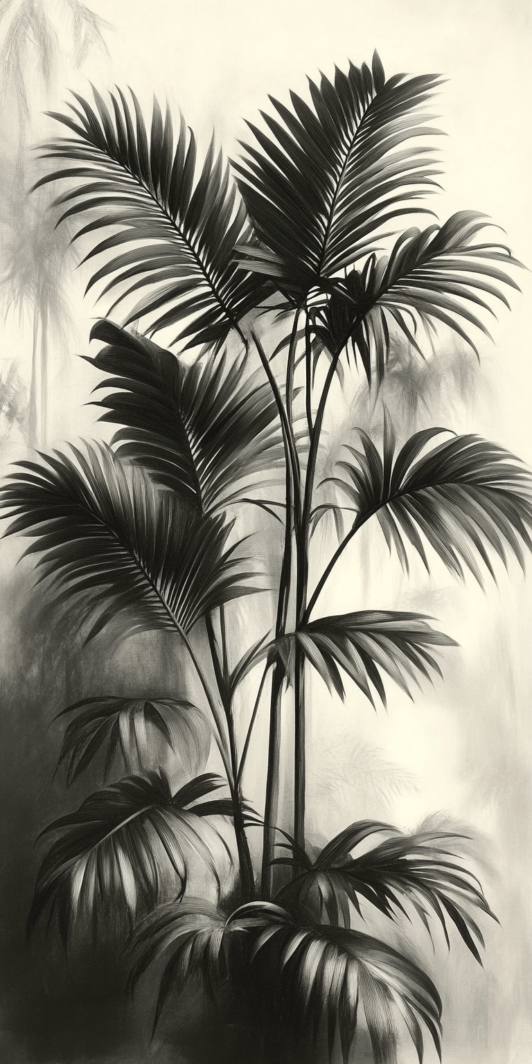 Black and white tropical plant photography product