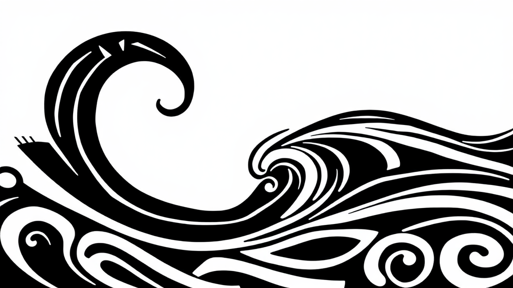 Black and white water maori style banner