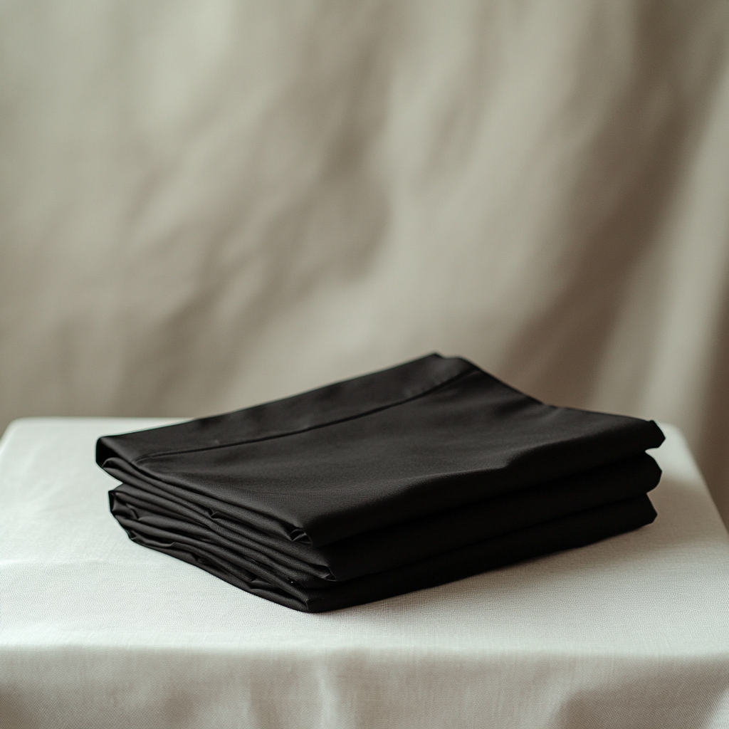 Black chino trousers showcasing sleek design and premium craftsmanship.