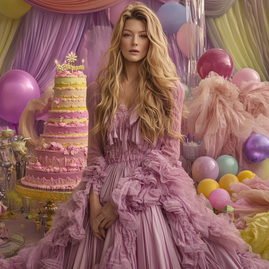 Blake Lively birthday celebration with beautiful lavender dress.