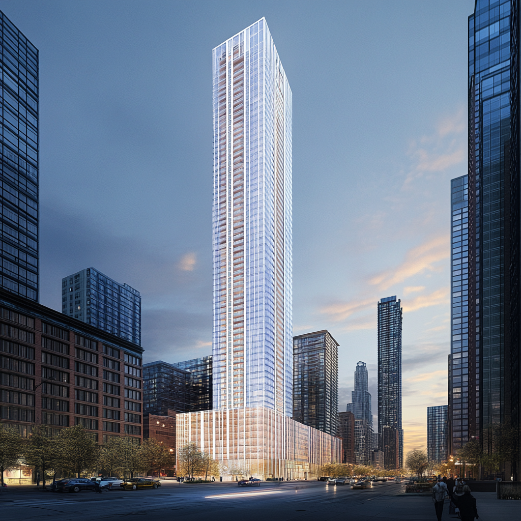 Blend cultural richness with structural simplicity in Chicago tower.