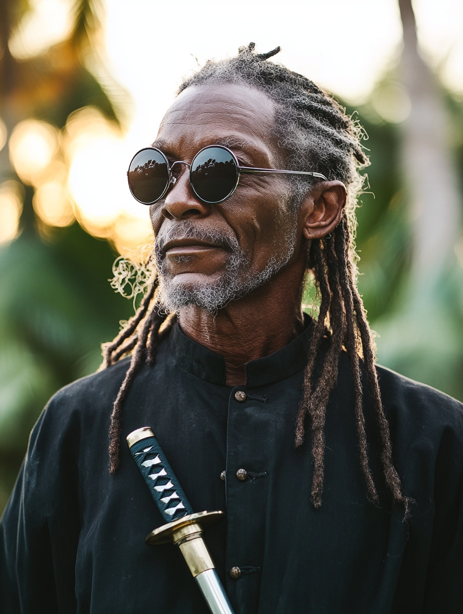 Blind Jamaican Man with Stylish Silver Sunglasses