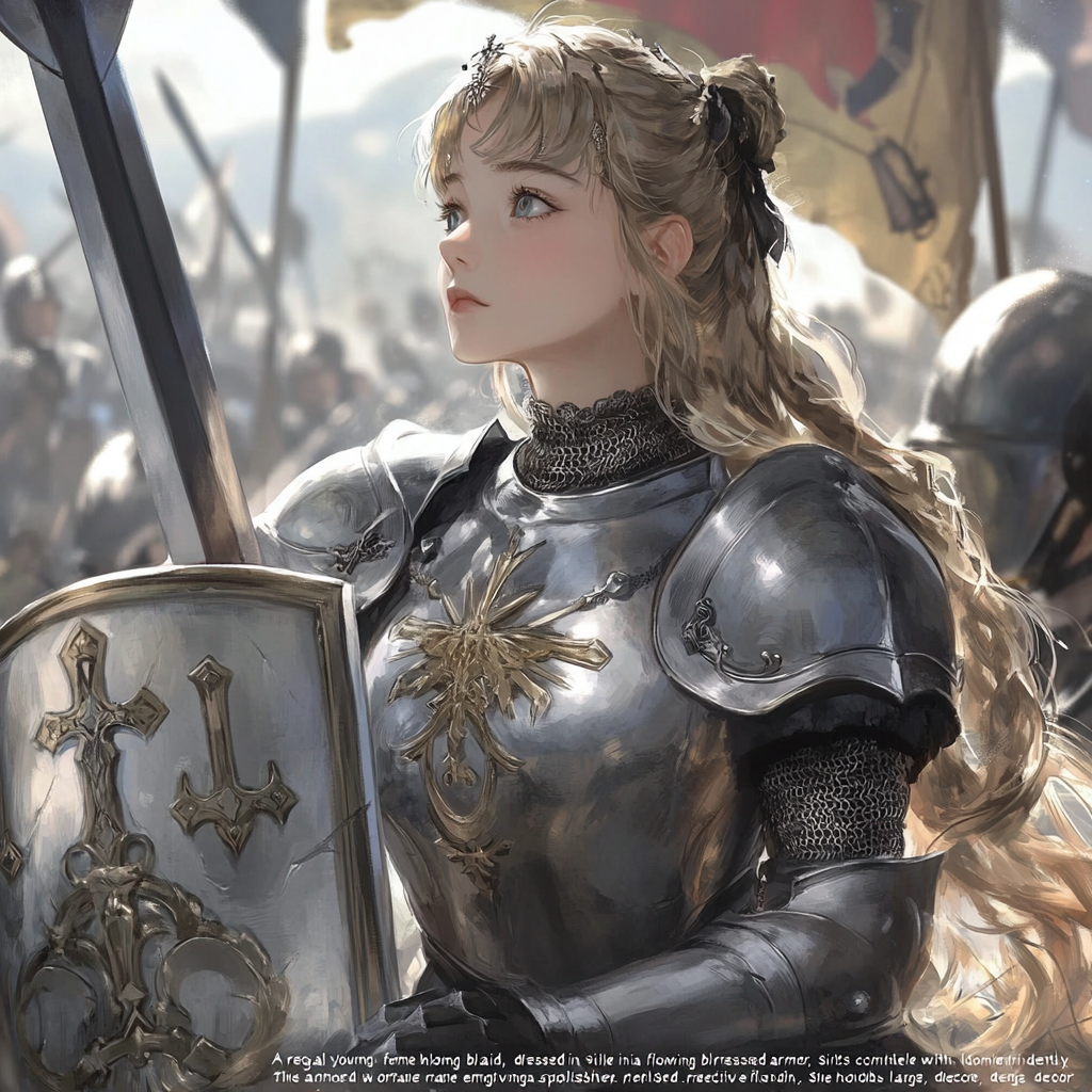 Blonde Female Knight in Ornate Silver Armor