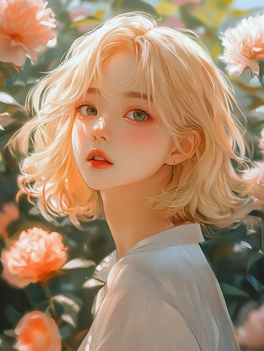 Blonde anime girl in detailed digital art.