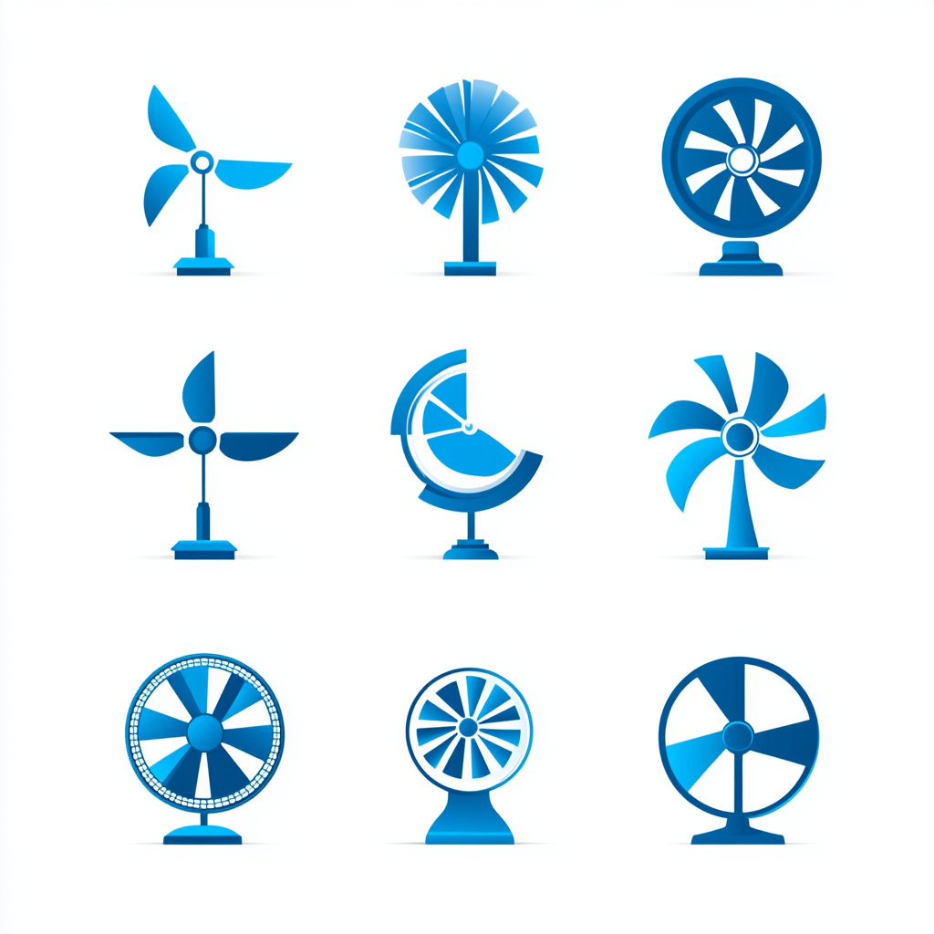 Blue Electric Fan Logo Designs, Modern and Professional