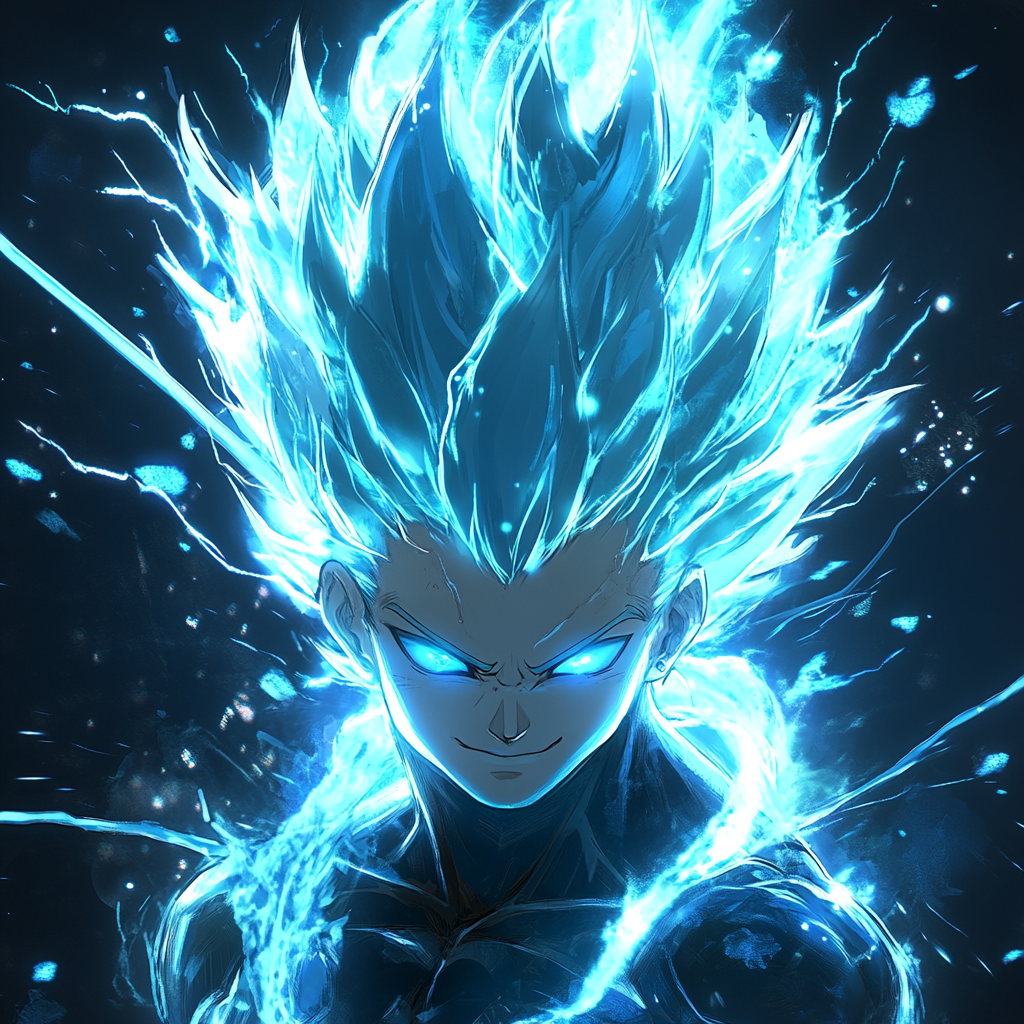 Blue-Haired Super Saiyan in Intense Dragonball Battle