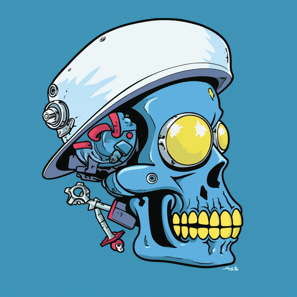 Blue Smurf Baby Pirate Robot NFT Illustration