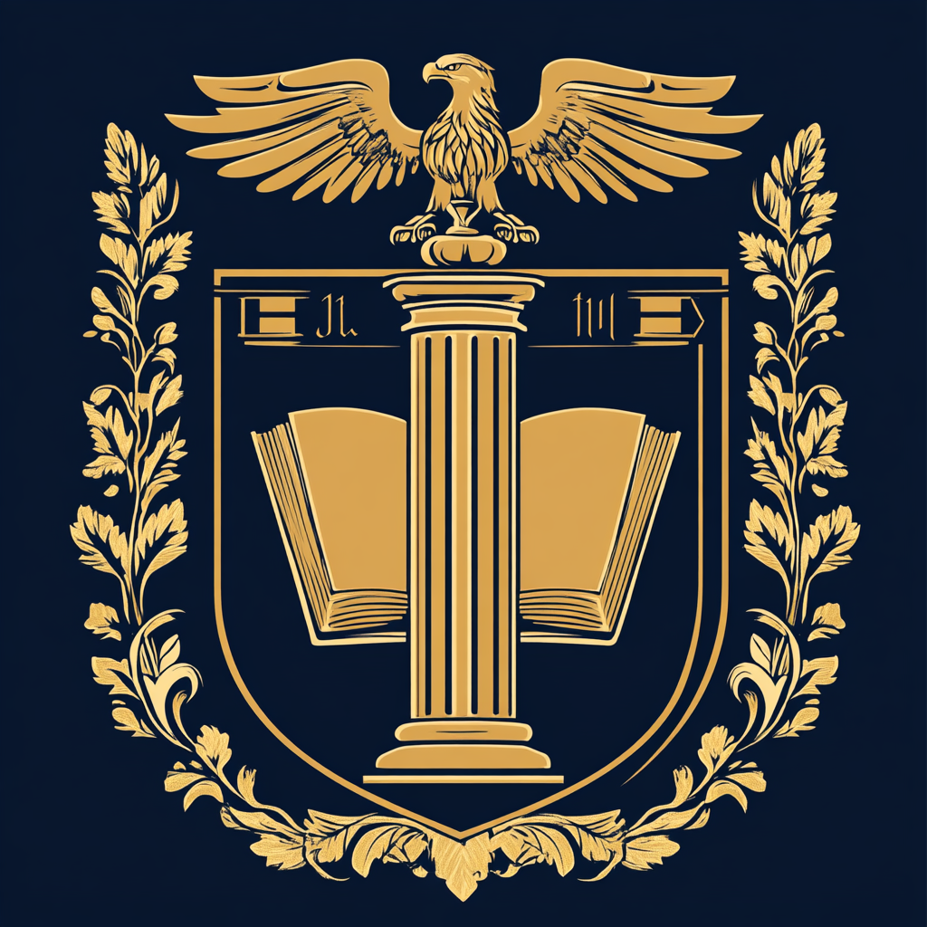 Blue and Gold University Coat of Arms Emblem