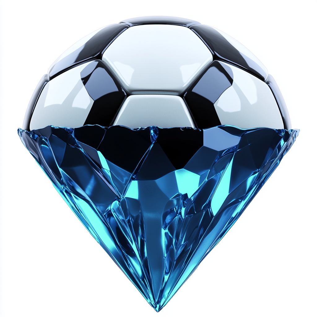 Blue and black diamond with soccer ball on top