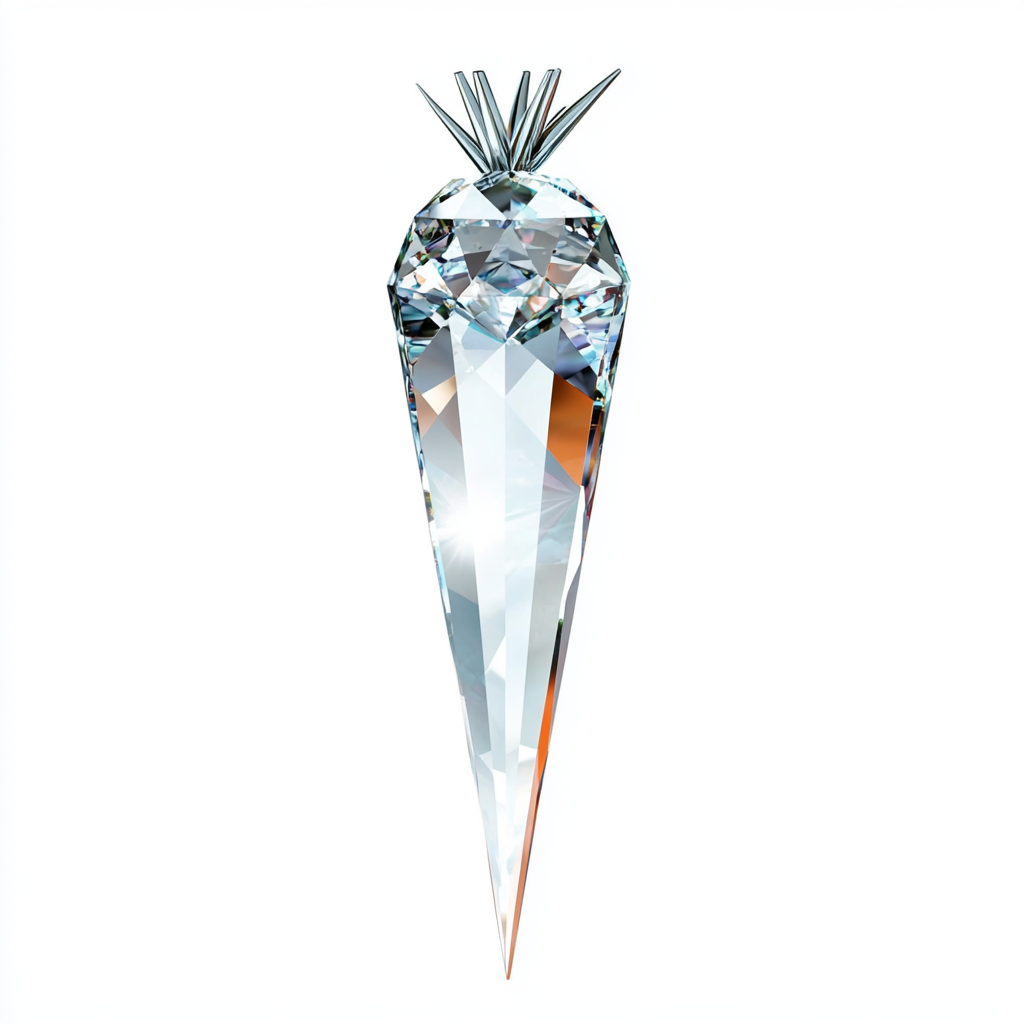 Blue and white gradient diamond shaped like a carrot