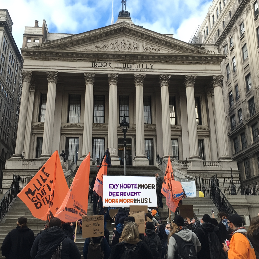 Bold, eye-catching rally sign for NYC Hall