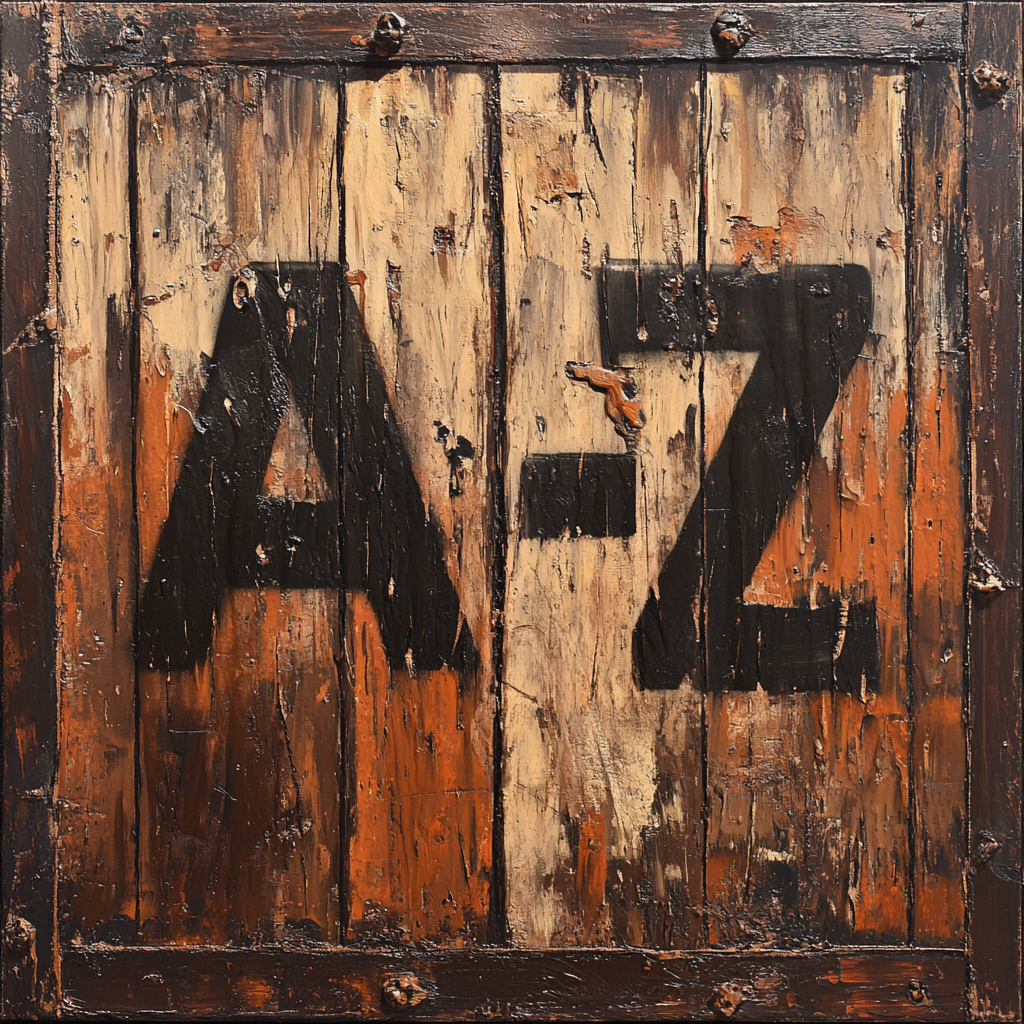 Bold 'AK-47' on weathered wooden crate with spray paint.