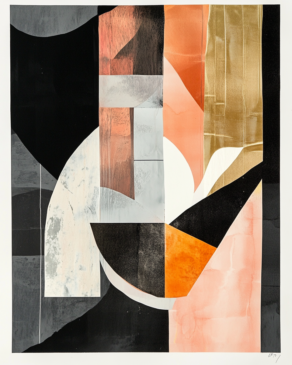 Bold Abstract Art with Geometric and Organic Shapes