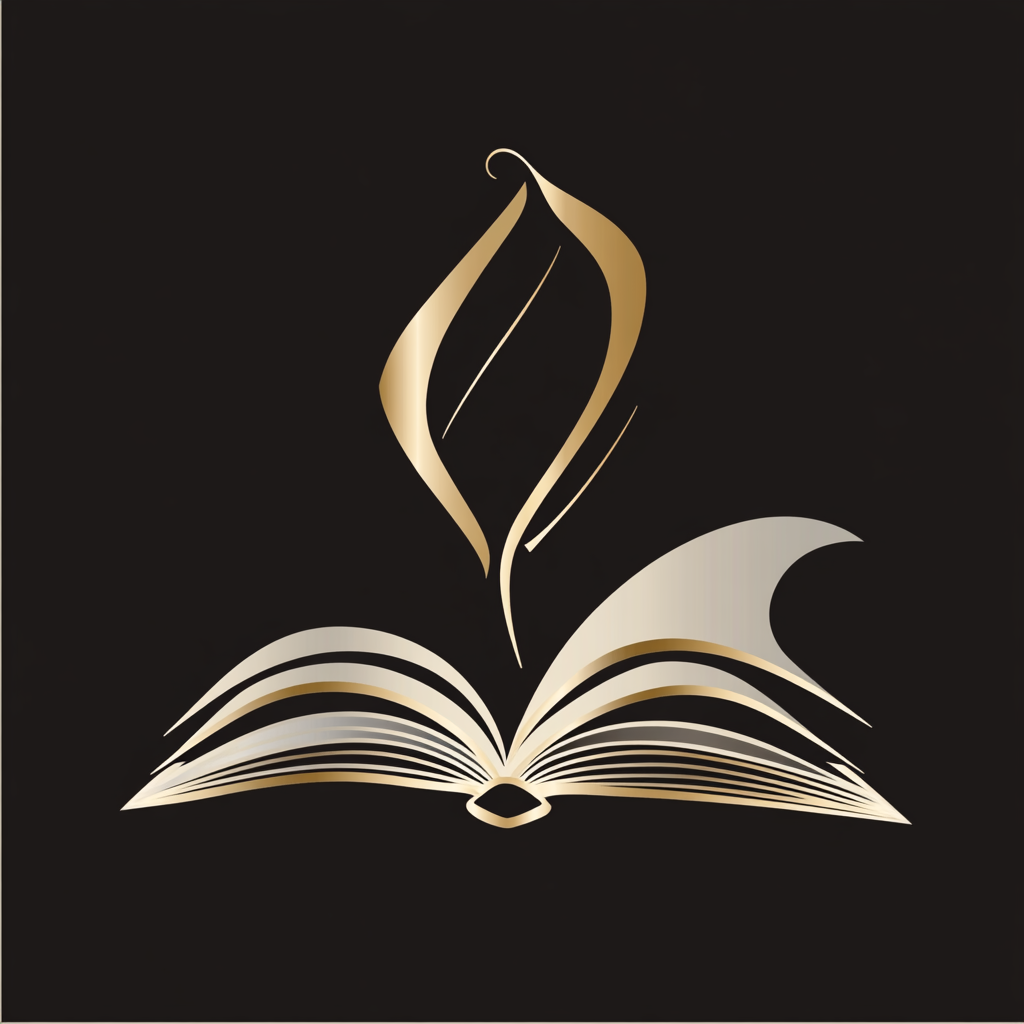 Book and fashion combine in elegant logo design.