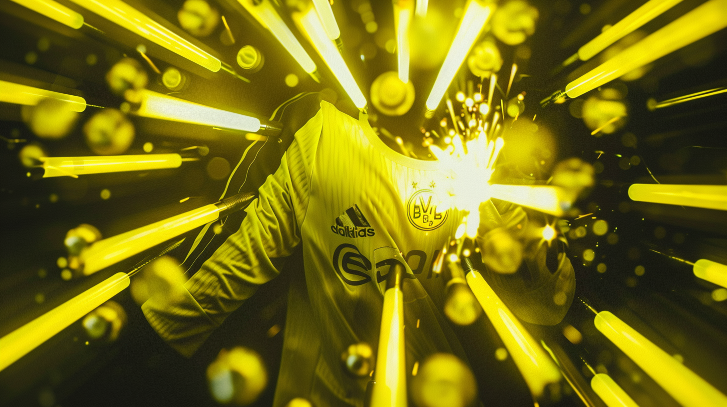 Borussia Dortmund soccer jersey with yellow fluorescent tubes