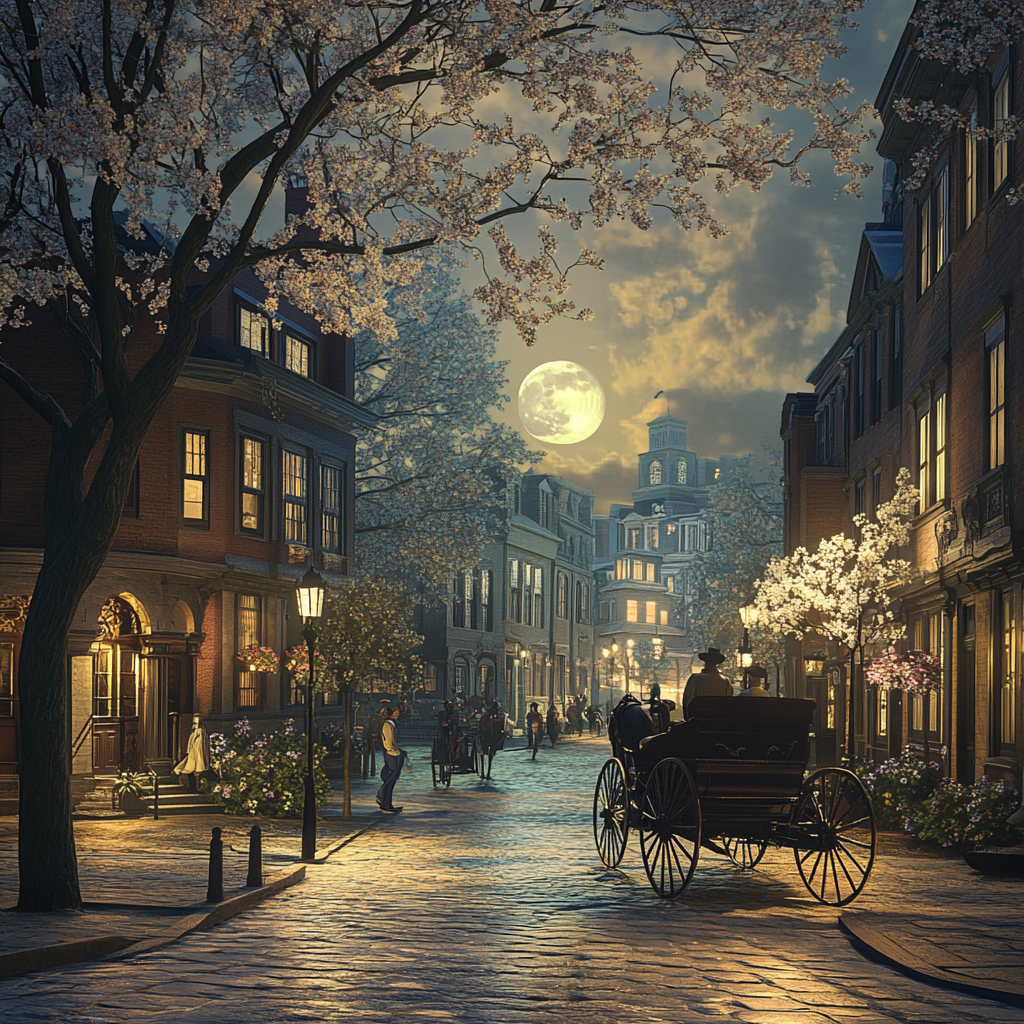 Boston depicted past with realistic graphics and photography.