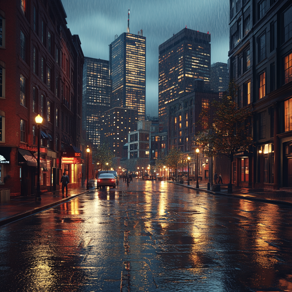 Boston in 2024 - realistic, fascinating, square 3d render.