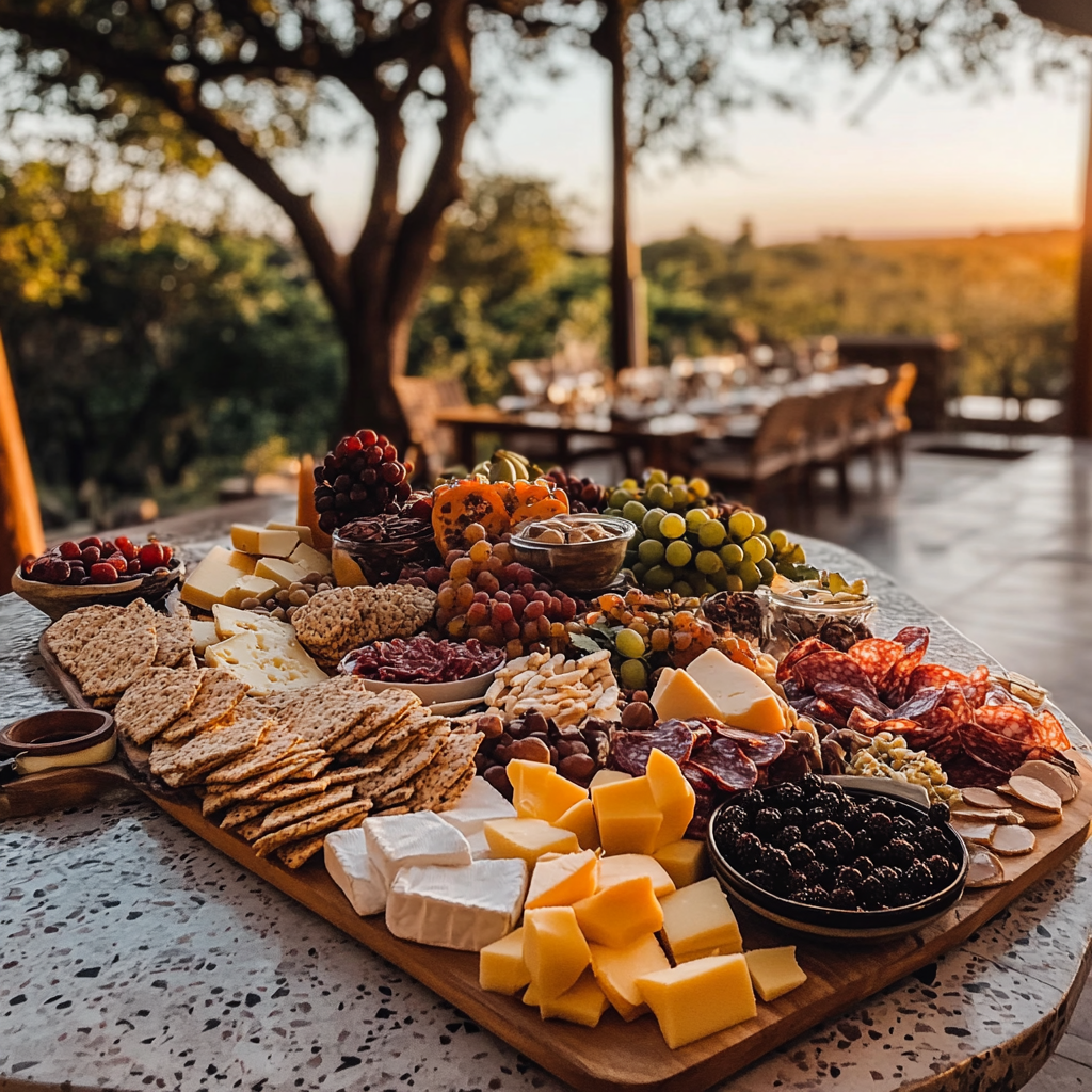 Botswana Luxury Catering: Charcuterie Board with Fruit and Cheese