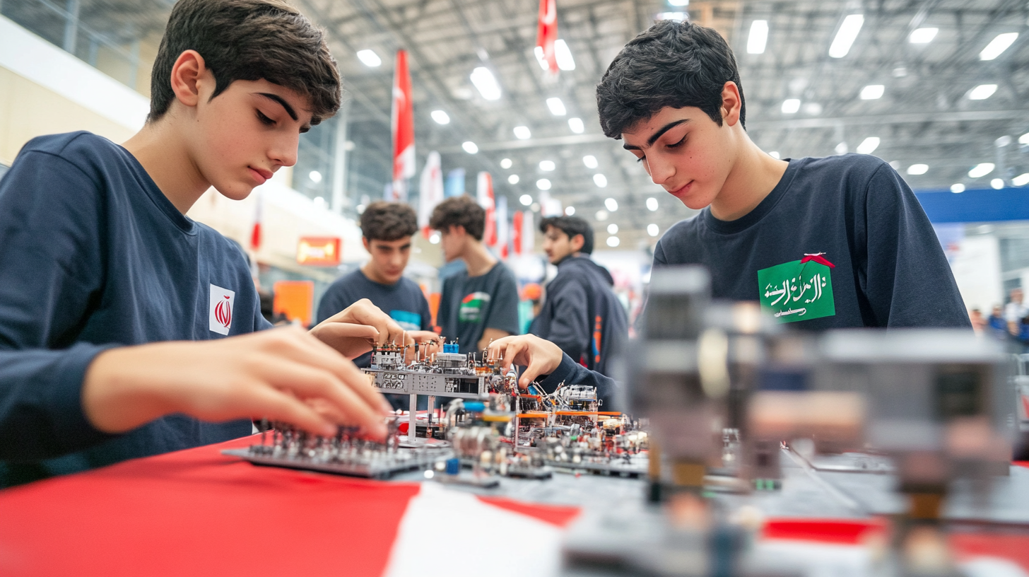 Boys in Turkey build robot with Iranian flag.