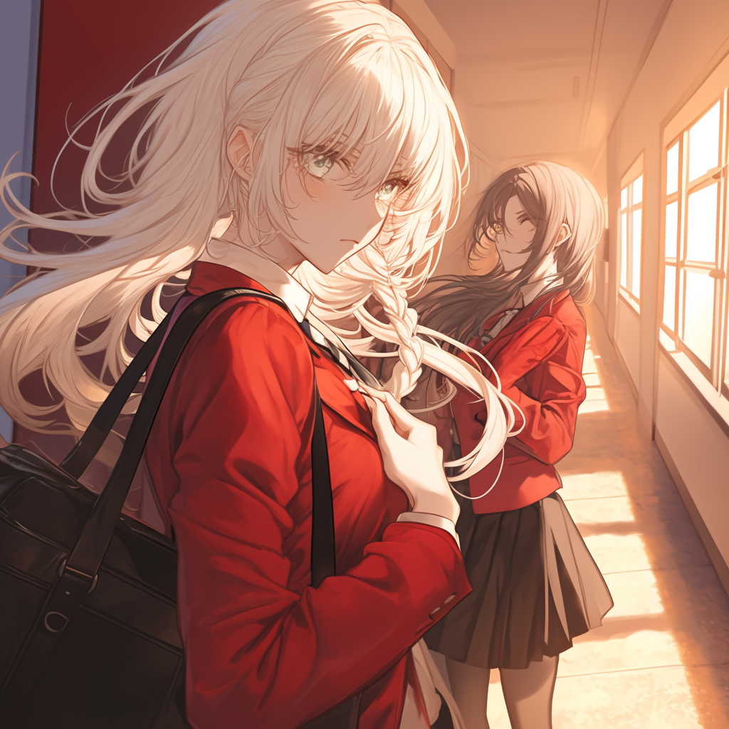 Braided and White-Haired Girls in Romantic Manga Scene