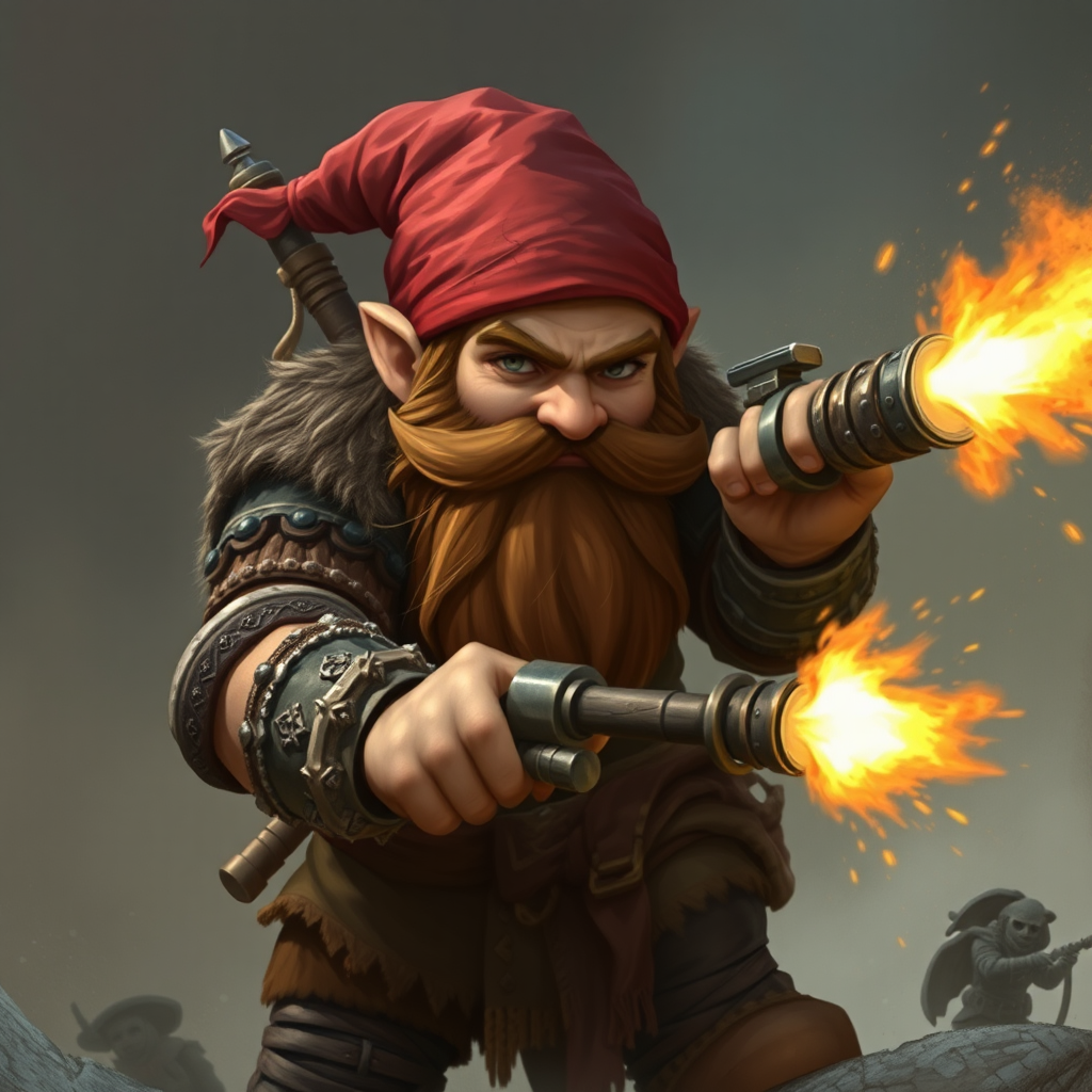 Brave Dwarf Fighter with Explosives in Hand