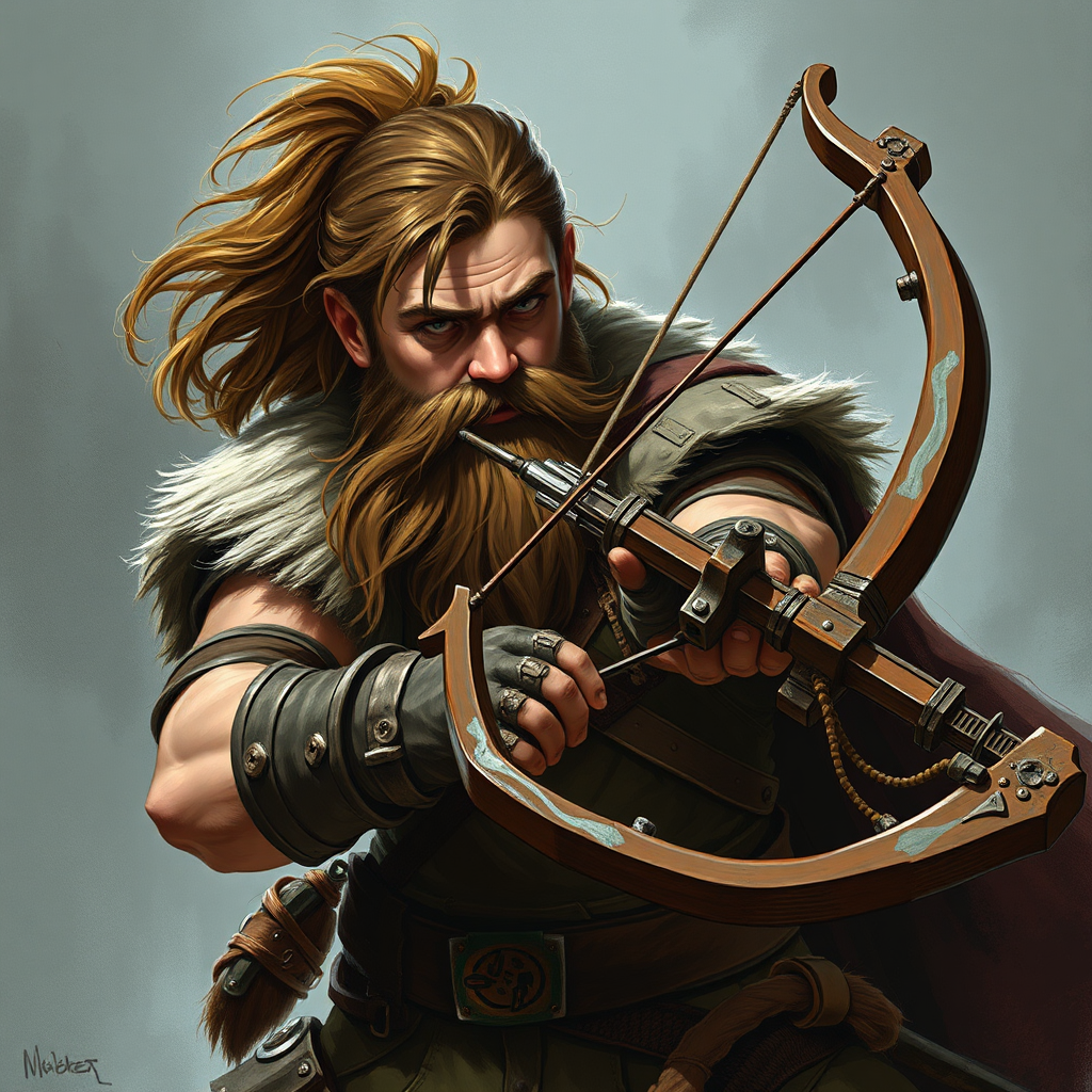 Brave Dwarf with Big Crossbow and Bushy Beard