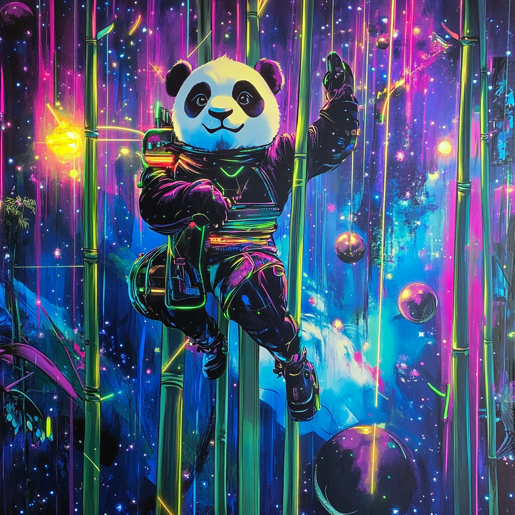 Kung Fu Panda Climbs Cosmic Space Wall