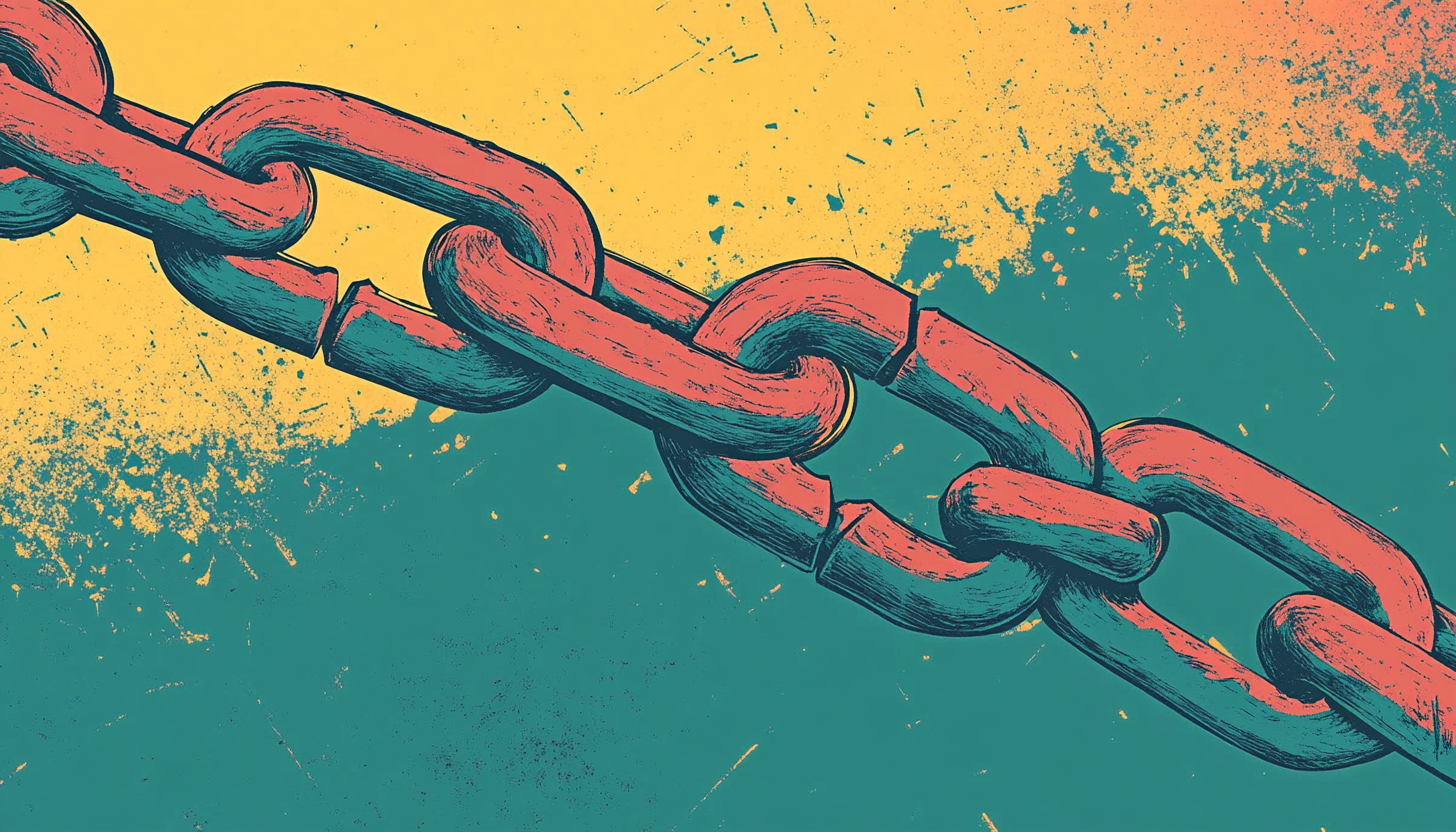 Vector Illustration of Breaking Chain Links in Bright Colors