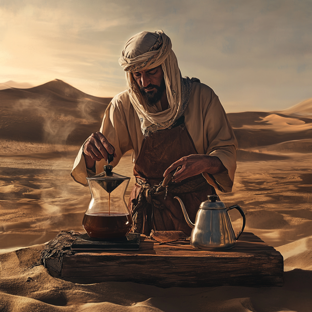 Brewing Coffee in Desert: Traditional Arab Bedouin Style