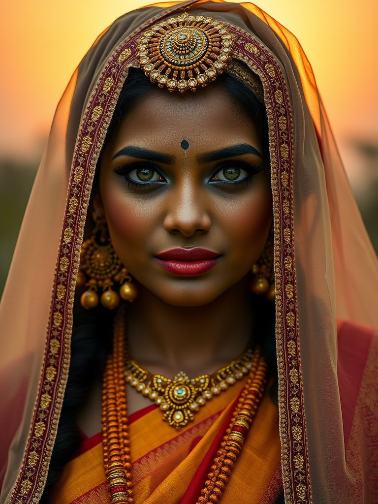 Bride of Hanuman in South Indian Jungle at Sunset